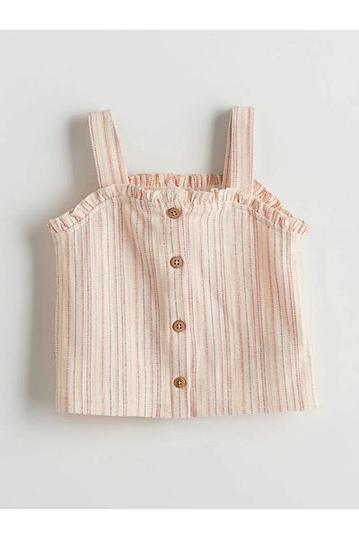 LC Waikiki Lcw Kids Ecru Strappy Girls Blouse and Shorts 2 Pack