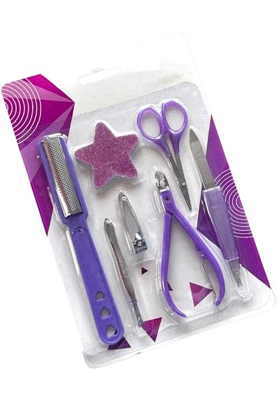 CAŞ DEKORASYON Purple Color 7 Piece Manicure Pedicure File Set