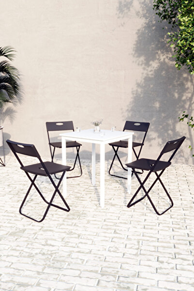 Flinder Balkon Bahçe Mutfak 5'li Bistro Set Masa Sandalye Takımı