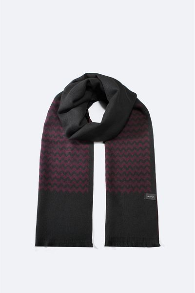 Avva Men's Black Tasseled Patterned Shawl A32Y9414