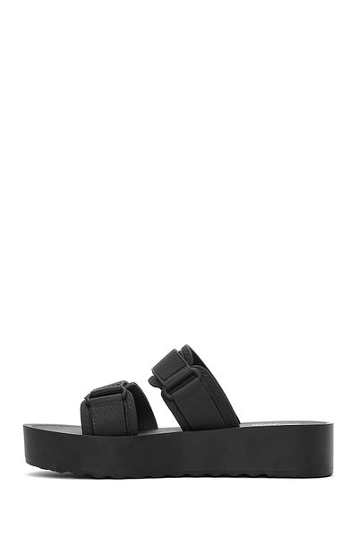 Derimod Women's Black Banded Thick Soled Jelly Slippers 25Sfe4751Pv