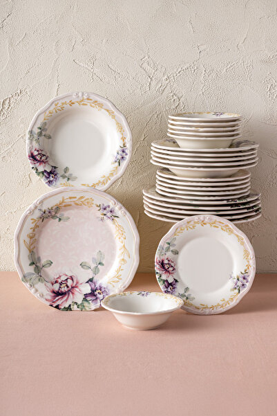 Emsan Flory Stoneware 24 Parça 6 Kişilik Yemek Takımı