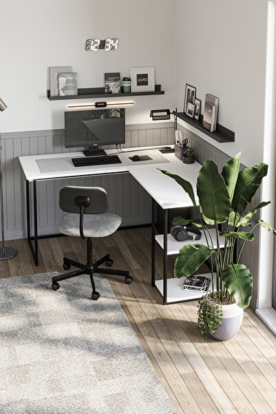 Bofigo Çalışma Masası Ofis Masası Köşe Masa Bilgisayar Masası Odin Beyaz