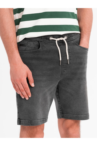 OMBRE Herren Shorts mit elastischem Bund und Wascheffekt - grau V3 OM-SRDS-0192 L