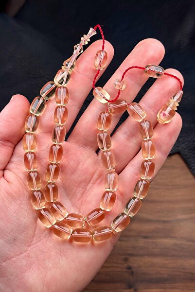 TESBİHKENTİ Măiestrie de măiestrie cu cadmiu transparent, chihlimbar de foc