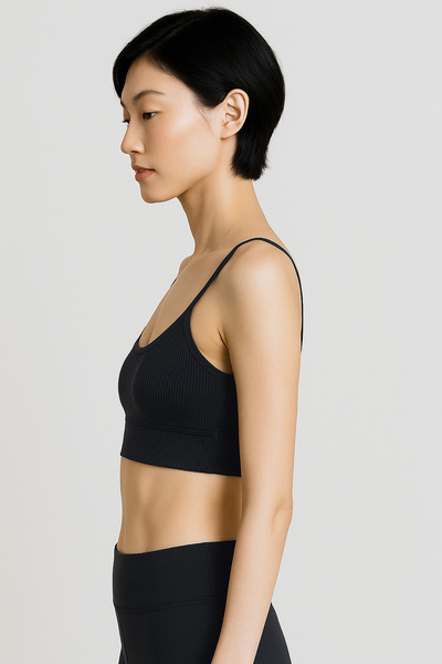 HNX Thin Strap Recovery Ripped Sports Bustier |   Denim