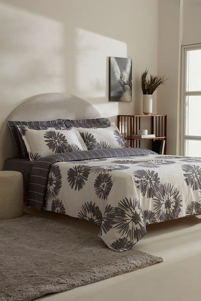 Karaca Home Σετ Παπλωματοθήκη Corel Sea Grey Διπλό 100% Βαμβάκι