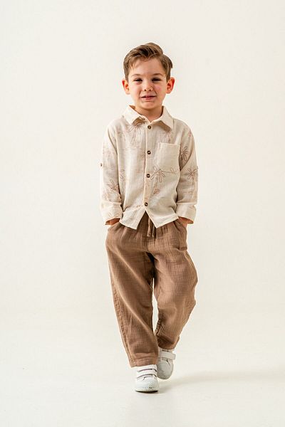 Harika KIDS Boy's Linen Shirt Muslin Pants Suit 2-5 Years