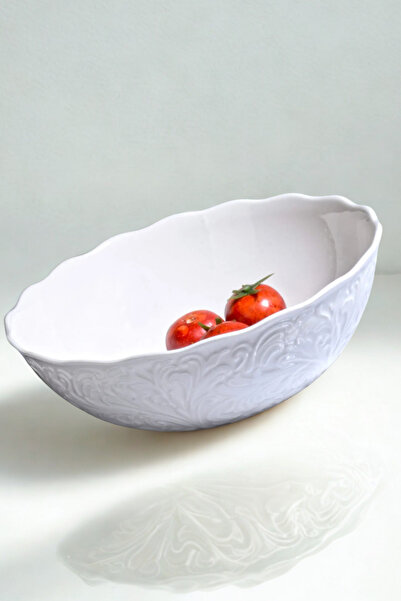 Purelegant Porselen New Bone Yuvarlak Beyaz Derin Salata Kasesi