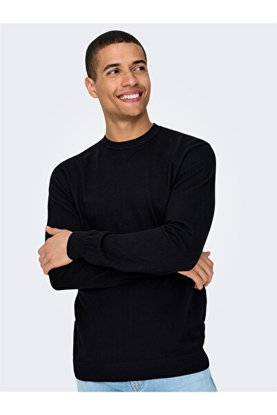 Only & Sons Onsloui Reg 12 Mel Crew Knit Noos 22029951 Black
