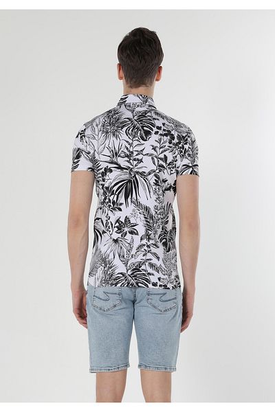 Colin's Tricou alb cu mânecă scurtă pentru bărbați, cu gât polo, slim fit