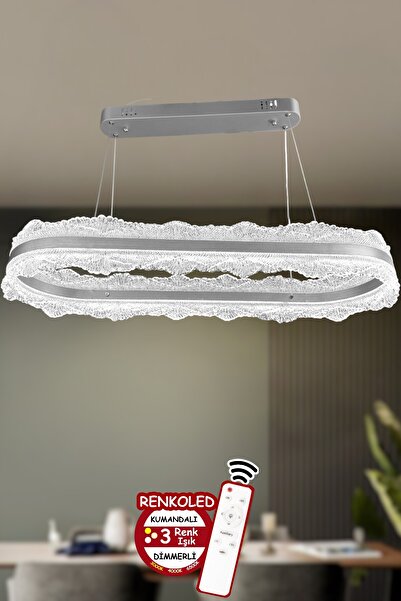 Renkoled Aydınlatma 3 Renk ışıklı kumandalı Modern Sarkıt Led AvizeSalon ,oda ,mutfak ,hol yemek masası