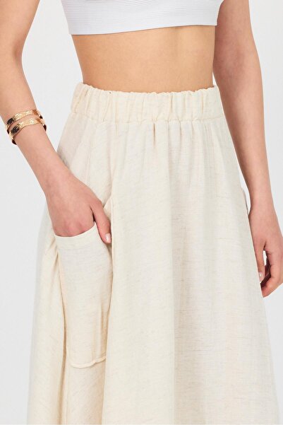 Rays Natural Side Pocket Muslin Linen A-Line Skirt 4713A