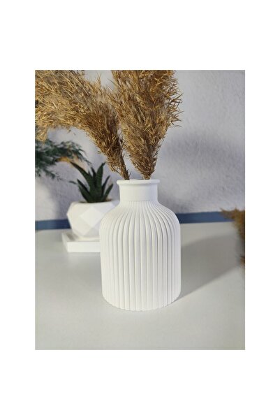 BBYAŞAM Bernami Çizgili Vazo Pampas Vazosu Yapay Çiçek Vazosu