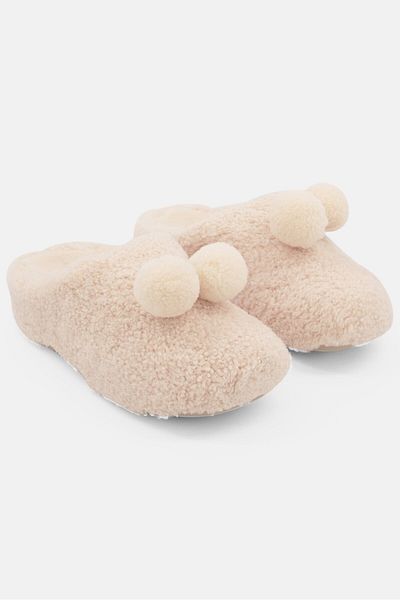 Fitflop Women Shuv Pom Pom Clogs,ivory