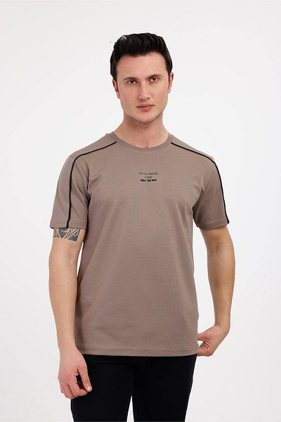 Decas THE WAY Crew Neck βαμβακερό μπλουζάκι - καφέ