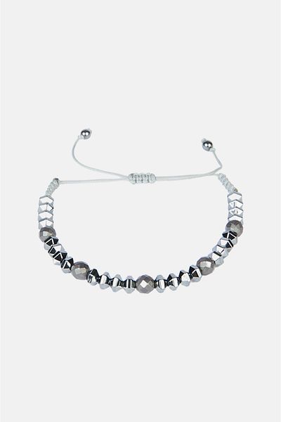 Avva Men's Black Leather and Jewelled 2-Piece Bracelet A32Y9611