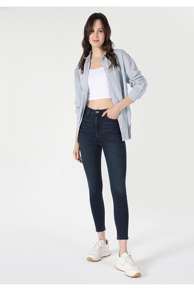 Colin's Skinny Fit High Waist Skinny Leg Women's Dark Indigo Jean Trousers