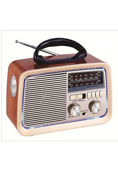 Denx راديو FM - AM - SW خشب بني بلوتوث صوت محمول بطاقة TF قرص فلاش USB تشغيل AUX