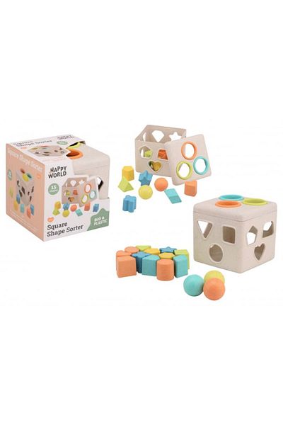 Johntoy Joc Educativ Montessori, Sortator Patrat, Cu Forme, Din Plastic Bio