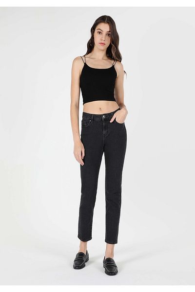 Colin's Pantaloni negri de damă, slim fit, cu talie medie, cu picioare drepte