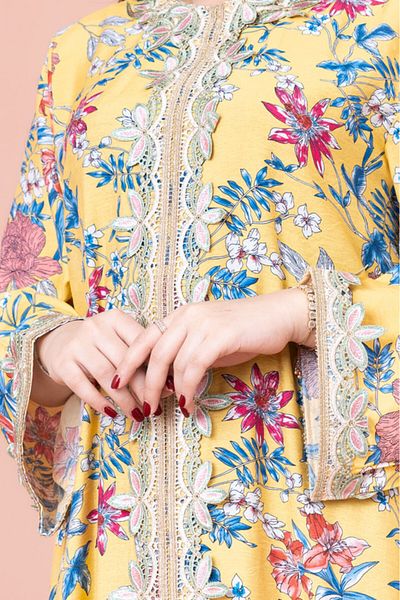 IKKXA Modern Embroidered Printed Jalabiya