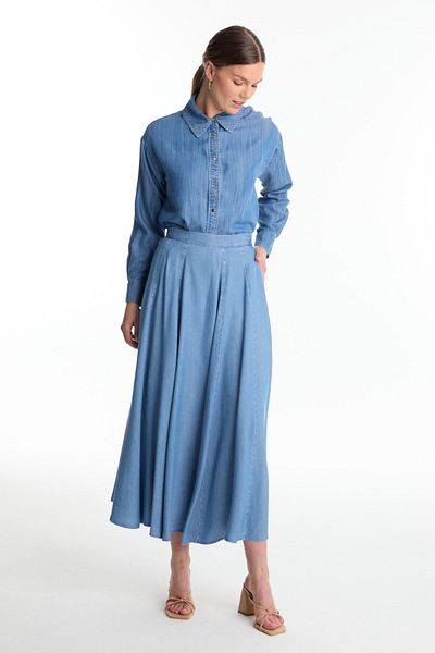 Zühre Fusta din denim cu buzunar cu talie înaltă ETK-0144