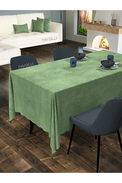 FAVOLLİ Velvet Textured Island Tea Tablecloth
