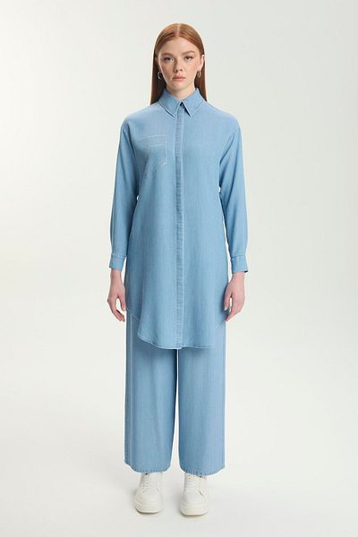 Zühre Stone Embroidery Detailed Denim Tunic T-1550