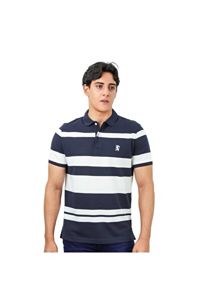 Giordano Men's Lion Embroidery Stripe Polo