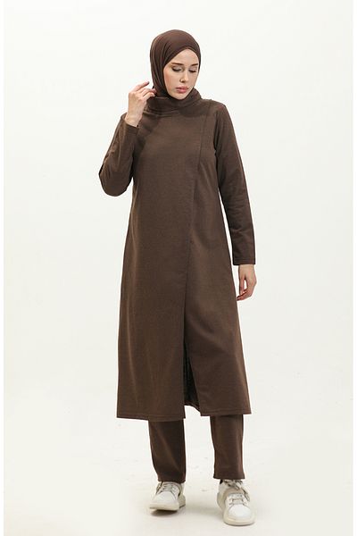sefamerve Σετ φόρμας 3043-11 Model Turtleneck καφέ