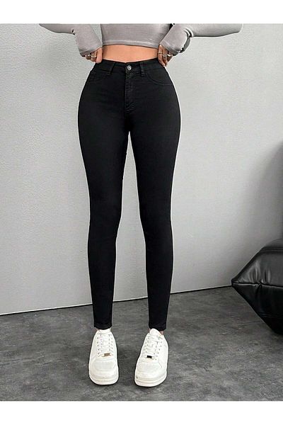 Dema Black Lycra Fabric Skinny Pants