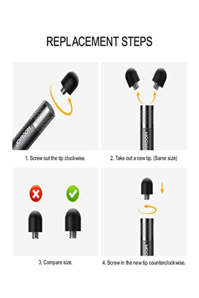 Joyroom Passive Capacitive Soft Touch Stylus pens for touch screens Pen For iPad & iPhones Black