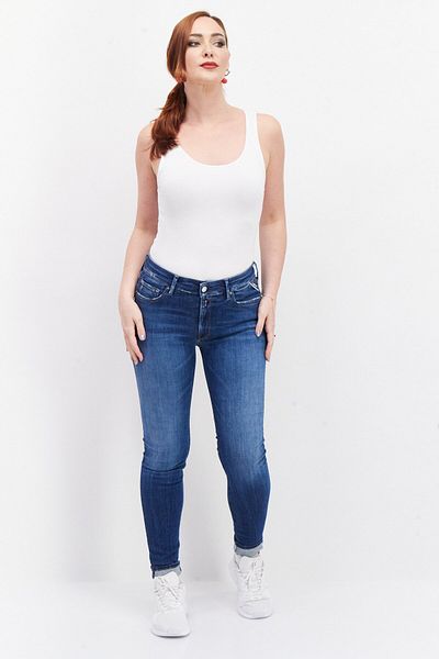 Replay Women Skinny Fit Stretchable Washed Denim Jeans, Blue