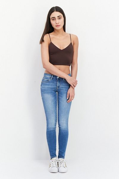 Guess Women Skinny Fit Mid Waist Stretchable Denim Jean, Blue