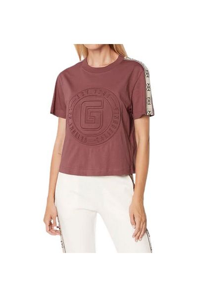 Guess BRITNEY CROP TEE women's t-shirt, burgundy