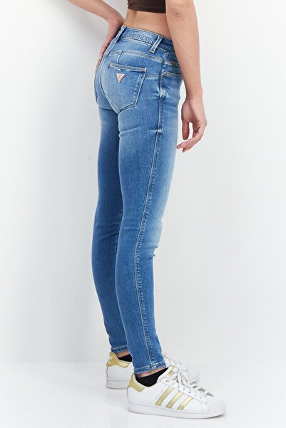 Guess Women Skinny Fit Mid Waist Stretchable Denim Jean, Blue