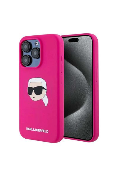 Karl Lagerfeld Carcasă pentru iPhone 15 Pro, silicon MagSafe, Karl Lagerfeld - roz