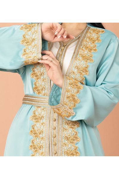 IKKXA Belted Elegant 2-Piece Kaftan
