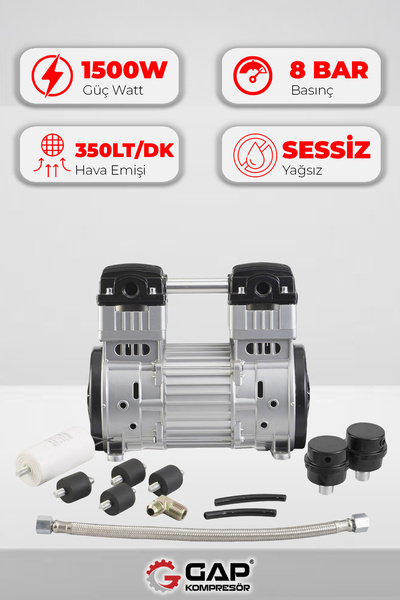 GAP KOMPRESÖR Kompresör Kafası Sessiz Ve Yağsız G1500w