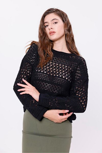 Figo Openwork Knitwear Women's Blouse