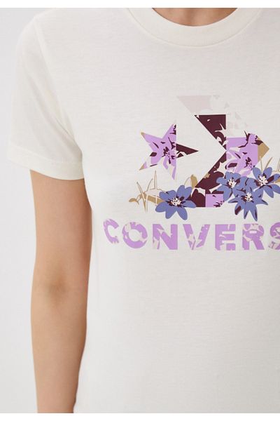 converse STAR CHEVRON ABSTRACT FLOWERS TEE Women's T-shirt White