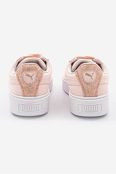 Puma Women Basket Platform Canvas Shoes, Pale And Pink
