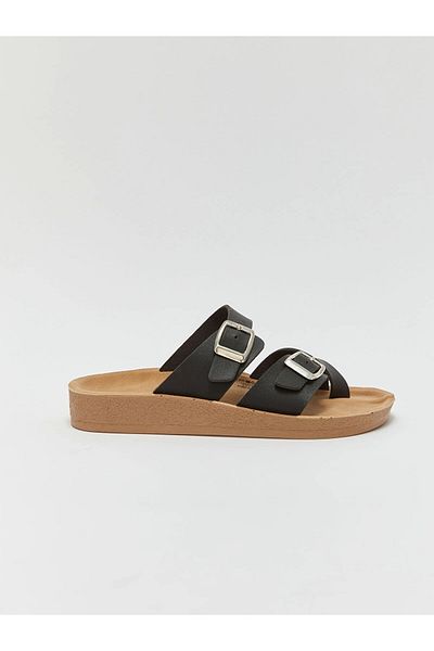 LC Waikiki Lcw Steps Black Double Strap Women's Sandals
