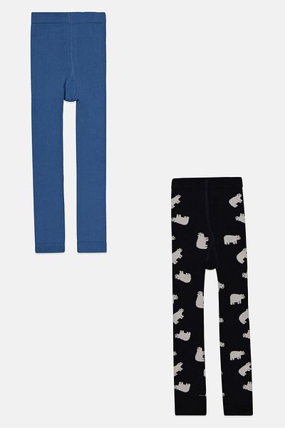 Tchibo Toddlers Girl 2 Pack Allover Print Tights, Multicolor