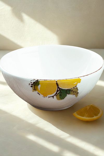 Manaferra Lemon Pattern Handmade Organic 6 Pieces Bowl 15 cm