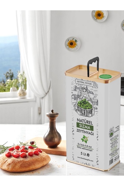 Organik Teyze Sevinç Teyze Natürel Sızma Zeytinyağı, Soğuk Sıkım 5lt