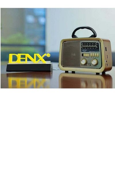 Denx راديو دينكس هاي فاي بمنفذ USB، 3 قنوات FM - AM - SW، ذهبي/بني/أسود، مزود ببلوتوث، ومدخل AUX، وبطاقة TF، وقرص فلاش USB