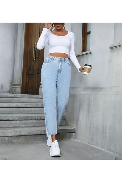 Pelin Jeans Ice Snow Blue Mom Jeans