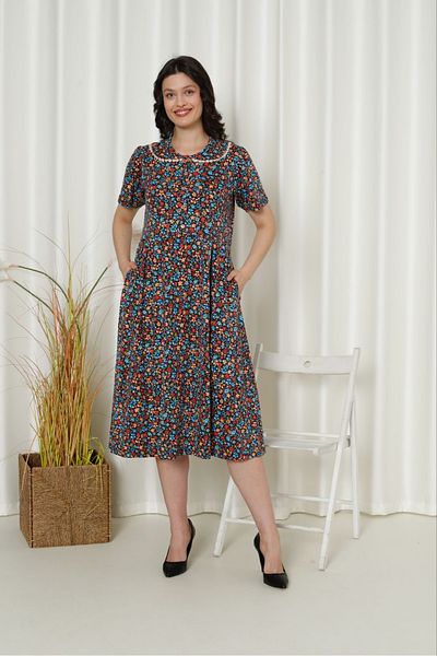 STELLETO Baby Collar Mixed Floral Patterned Summer Modal Dress